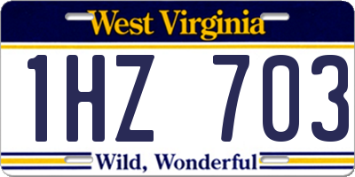 WV license plate 1HZ703