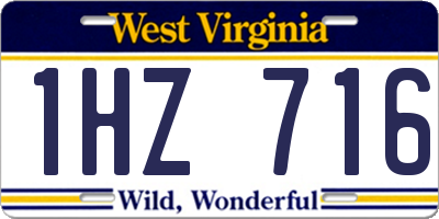 WV license plate 1HZ716