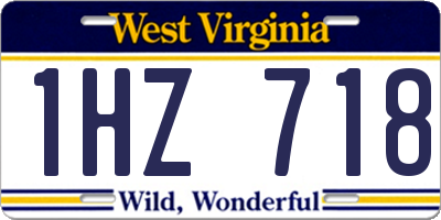 WV license plate 1HZ718