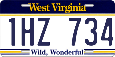 WV license plate 1HZ734