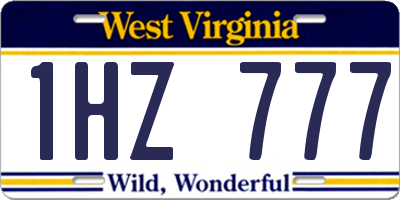 WV license plate 1HZ777
