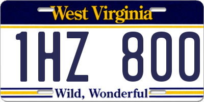 WV license plate 1HZ800