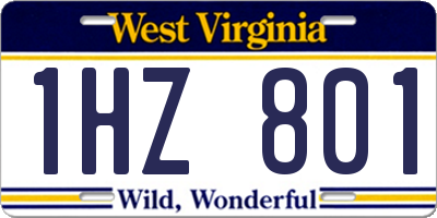 WV license plate 1HZ801