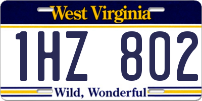 WV license plate 1HZ802