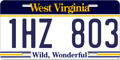 WV license plate 1HZ803