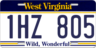WV license plate 1HZ805