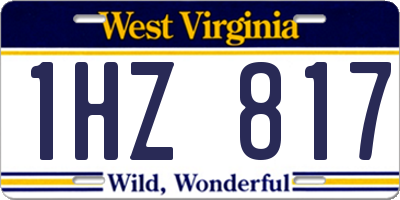 WV license plate 1HZ817