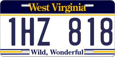 WV license plate 1HZ818