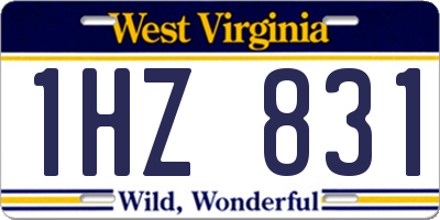 WV license plate 1HZ831