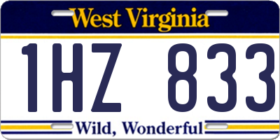 WV license plate 1HZ833