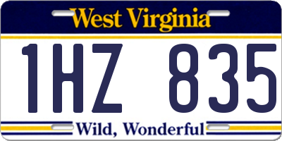 WV license plate 1HZ835