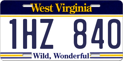 WV license plate 1HZ840