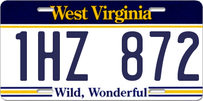WV license plate 1HZ872