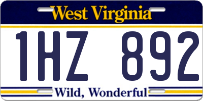 WV license plate 1HZ892