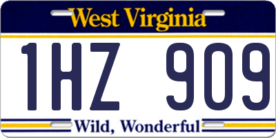 WV license plate 1HZ909
