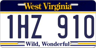 WV license plate 1HZ910