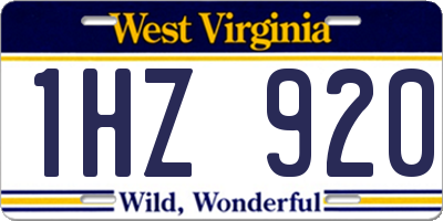 WV license plate 1HZ920