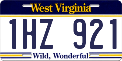 WV license plate 1HZ921