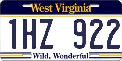 WV license plate 1HZ922