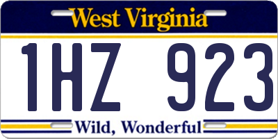 WV license plate 1HZ923