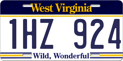 WV license plate 1HZ924