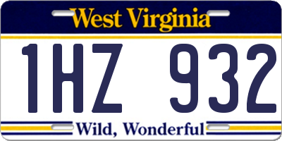 WV license plate 1HZ932