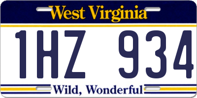 WV license plate 1HZ934