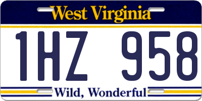 WV license plate 1HZ958