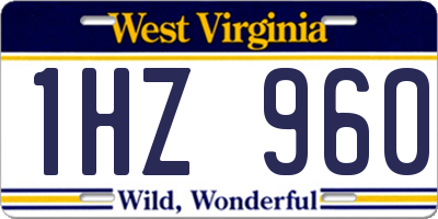 WV license plate 1HZ960