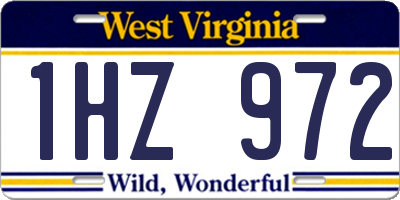 WV license plate 1HZ972