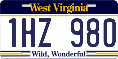 WV license plate 1HZ980