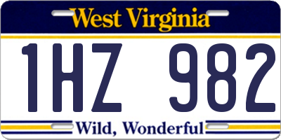 WV license plate 1HZ982