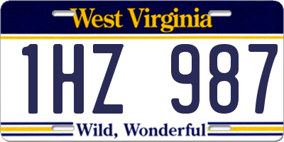 WV license plate 1HZ987