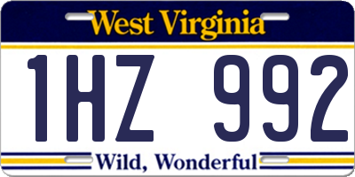 WV license plate 1HZ992