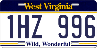 WV license plate 1HZ996