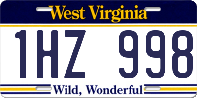 WV license plate 1HZ998