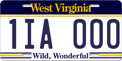 WV license plate 1IA000