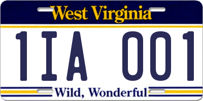 WV license plate 1IA001