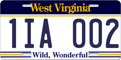 WV license plate 1IA002
