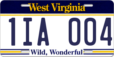 WV license plate 1IA004