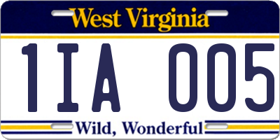 WV license plate 1IA005