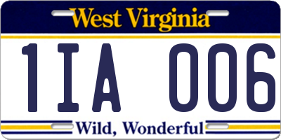 WV license plate 1IA006