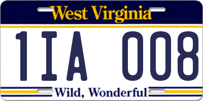 WV license plate 1IA008