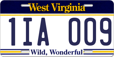 WV license plate 1IA009