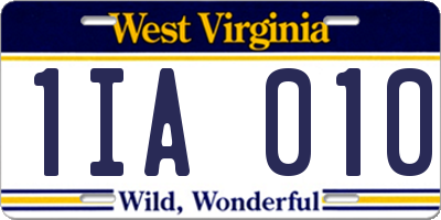 WV license plate 1IA010