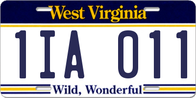 WV license plate 1IA011
