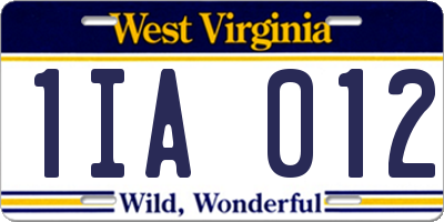 WV license plate 1IA012