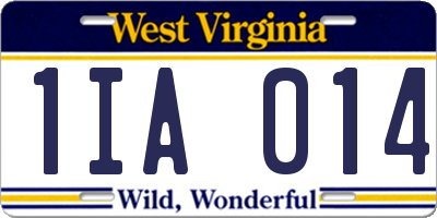 WV license plate 1IA014