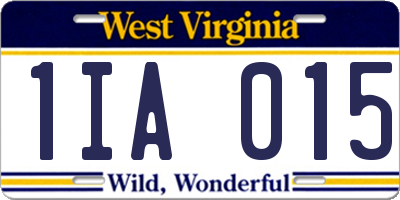 WV license plate 1IA015