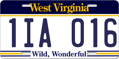 WV license plate 1IA016
